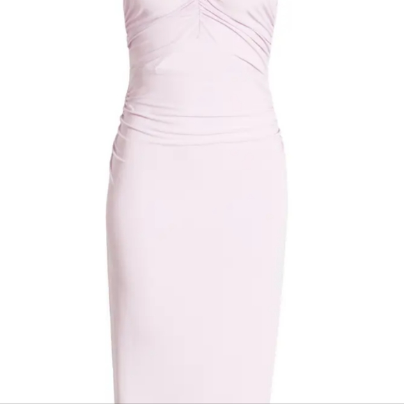 Cutout Ruched Midi Dress Purple Bloom OPEN EDIT Size Small - Picture 5 of 10